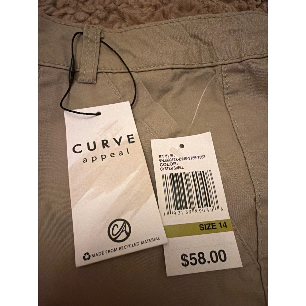 Curve Appeal Women Oyster Shell Utility Shorts Beige Size 14 - Picture 2 of 6
